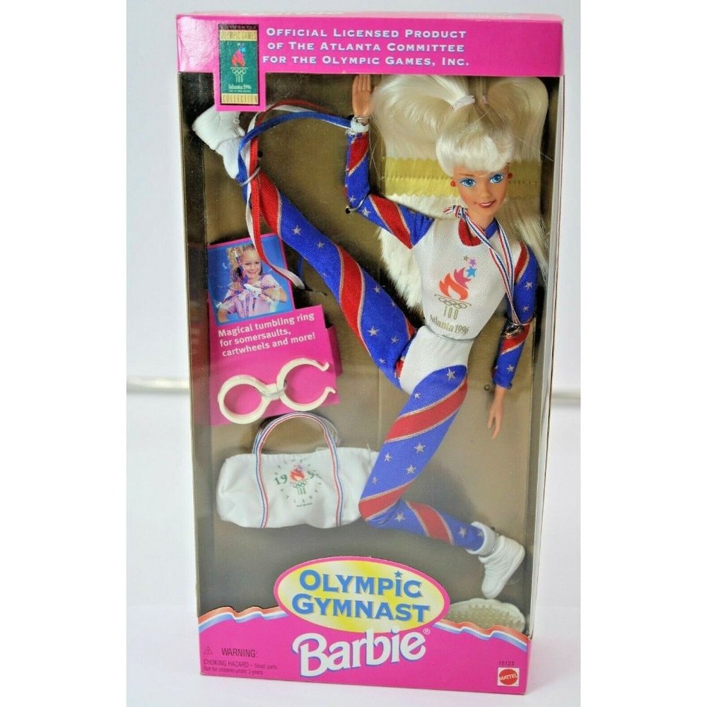 Vintage 1996 Atlanta Gymnast Barbie Athletic Tumbling Cartwheel Collectors Doll